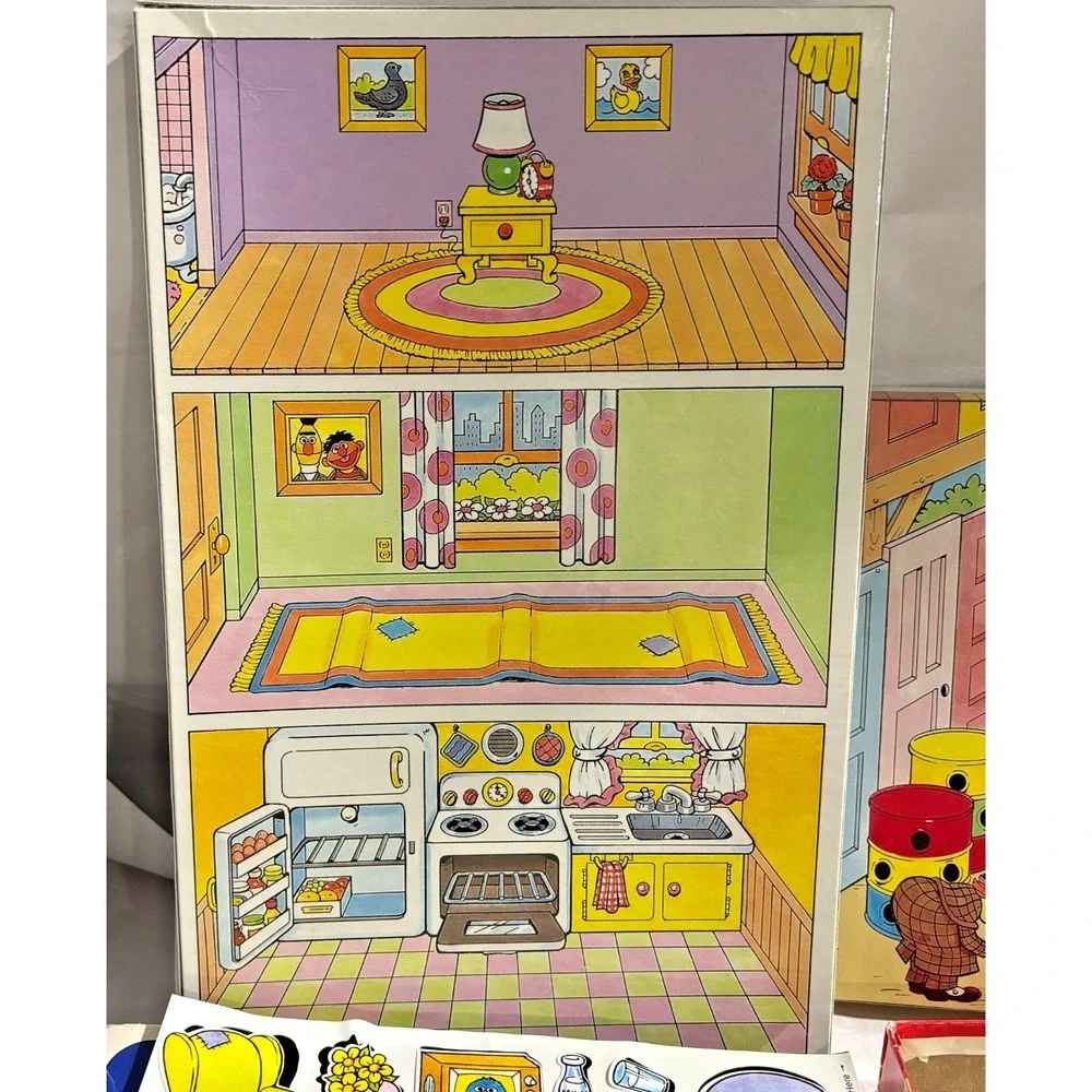 Vintage 1986 Sesame Street Colorforms Big Bird Ernie Bert Playset Toy‎ Lot